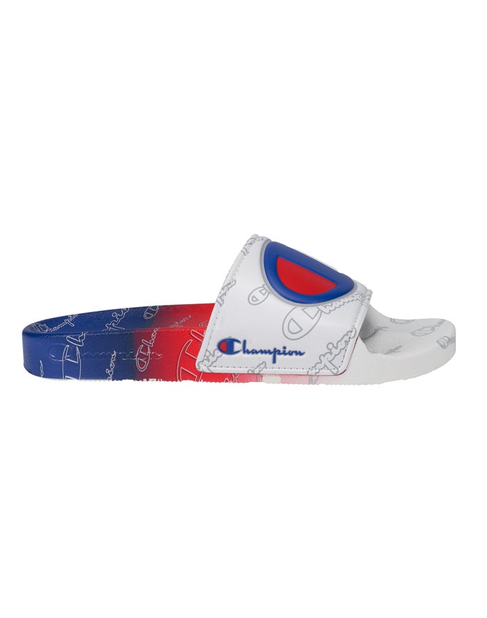 Champion Ipo Fade Badslippers Dames - Wit/Rood/Blauw - Belgie 3502OXCTV